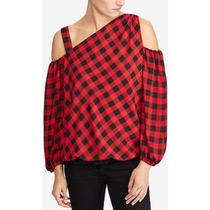 Lauren Ralph Lauren Buffalo Check Cold Shoulder